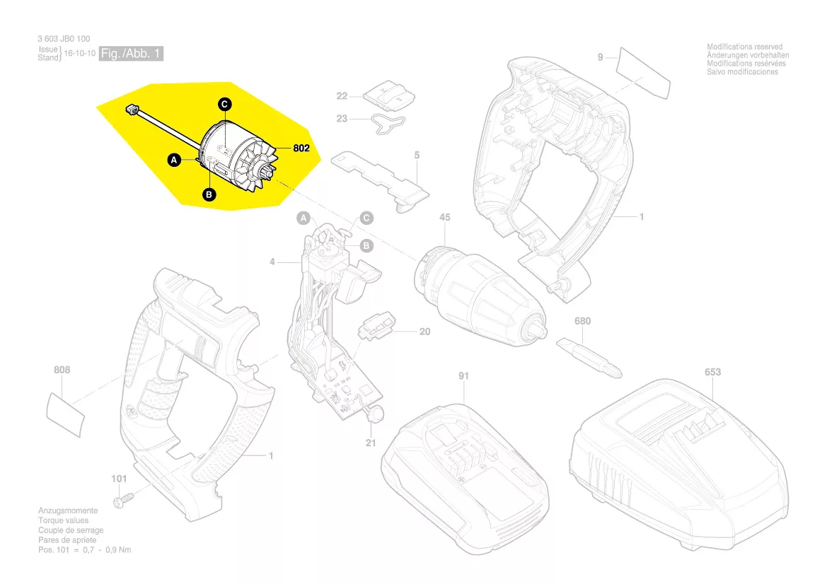 Moteur 18V réf. 1 600 A00 8LG Bosch